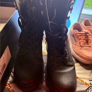 Black Lace-Up Combat Boots